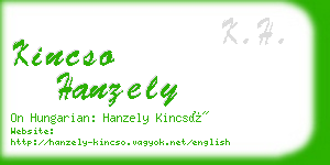 kincso hanzely business card